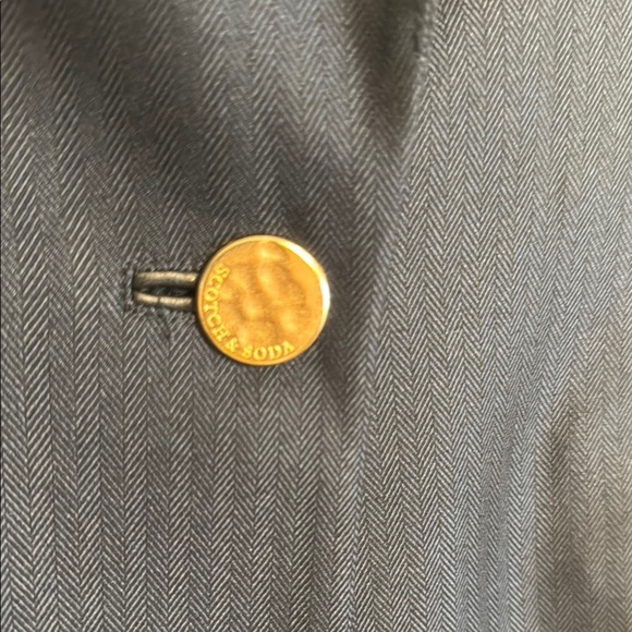 New Scotch & Soda Navy Herringbone Long Men’s Wear Vest with Gold and Belt - Picture 10 of 16